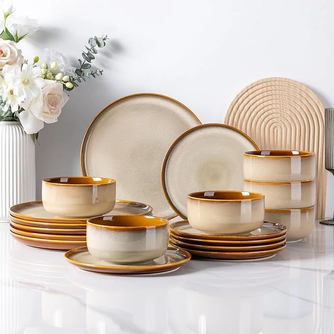 Golden Edge Ceramic Dinner Set - Image 5