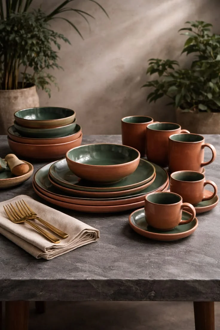 Golden Edge Ceramic Dinner Set - Image 3
